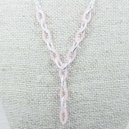 Collar diamantado eslabon oval Plata de Ley 925