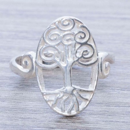Anillo árbol de la vida oval Plata de Ley 925