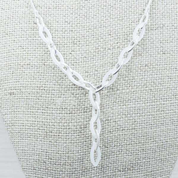 Collar diamantado eslabon oval Plata de Ley 925