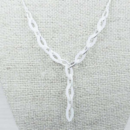 Collar diamantado eslabon oval Plata de Ley 925