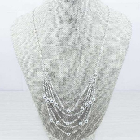 Collar cinco vueltas con bola Plata de Ley 925