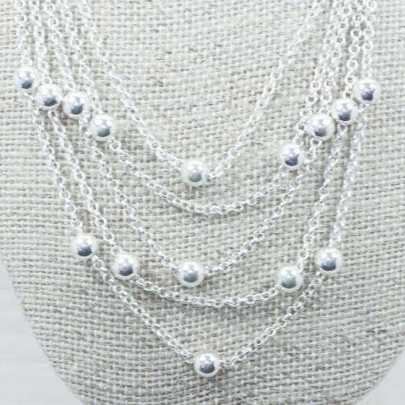 Collar cinco vueltas con bola Plata de Ley 925