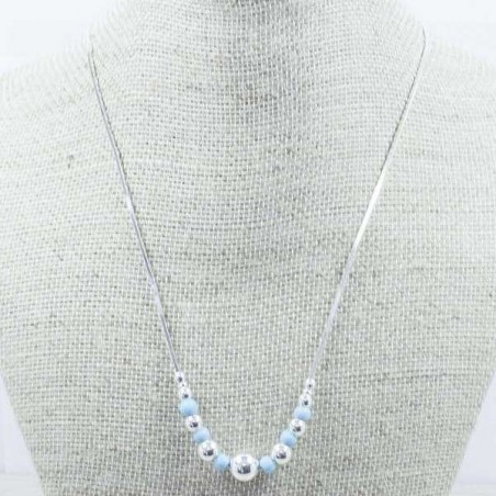 Collar cadena diamantada bola Plata de Ley 925