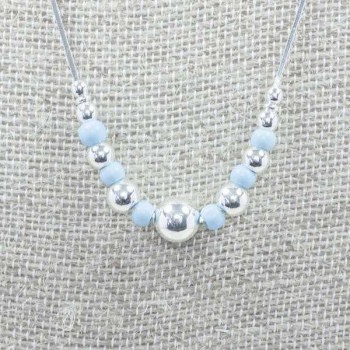 Collar cadena diamantada bola Plata de Ley 925 2