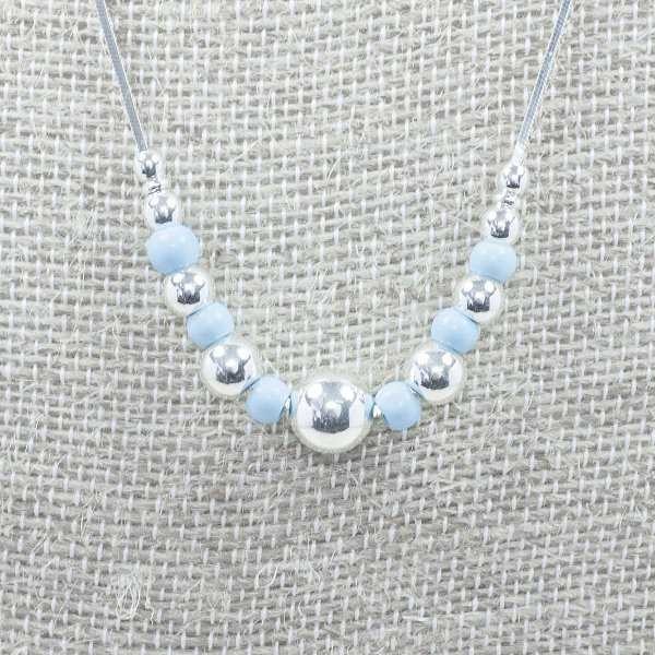 Collar cadena diamantada bola Plata de Ley 925