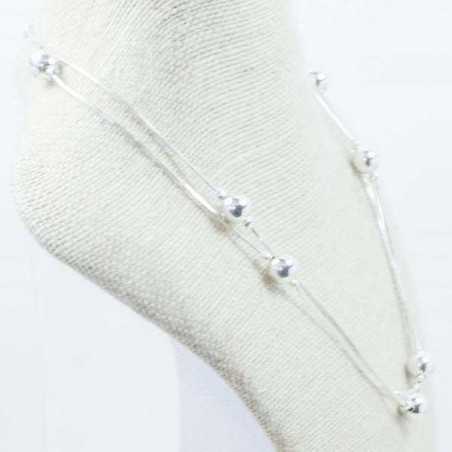 Collar cadena diamantada con bolas Plata de Ley 925