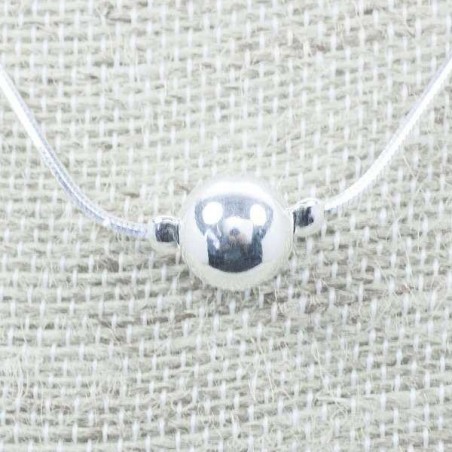 Collar cadena diamantada con bolas Plata de Ley 925