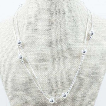 Collar cadena diamantado con Bola Plata de Ley 925