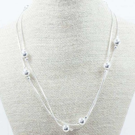 Collar cadena diamantado con Bola Plata de Ley 925