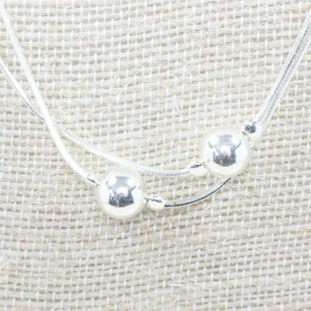 Collar cadena diamantado con bola Plata de Ley 925