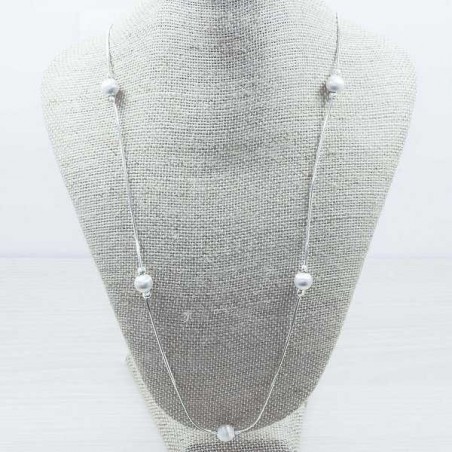 Collar cola de ratón con bola mate Plata de Ley 925