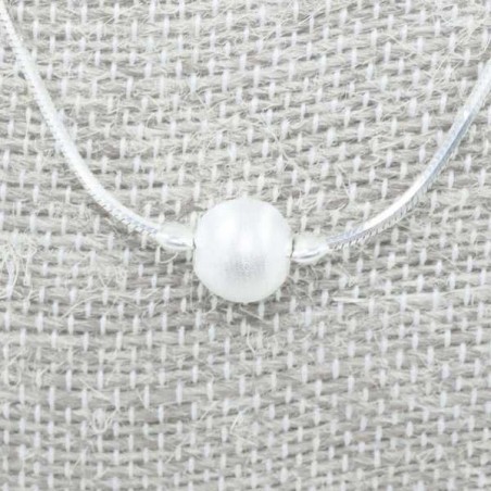 Collar cola de ratón con bola mate Plata de Ley 925