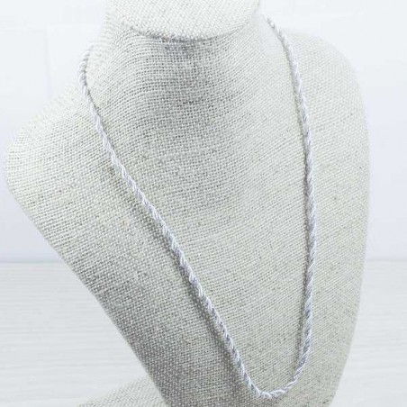 Cordón seda con hilo color plata en Plata de Ley 925