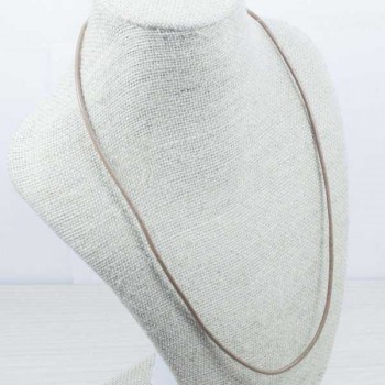 Cordón de cuero beige en Plata de Ley 925