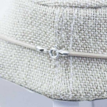 Cordón de cuero beige en Plata de Ley 925 2
