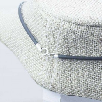 Pack 6 cordón caucho negro en Plata de Ley 925