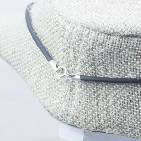 Pack 6 cordón caucho negro en Plata de Ley 925