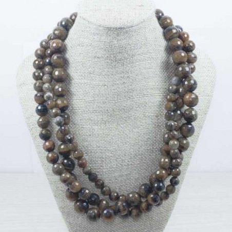 Collar ojo de tigre facetado Plata de Ley 925