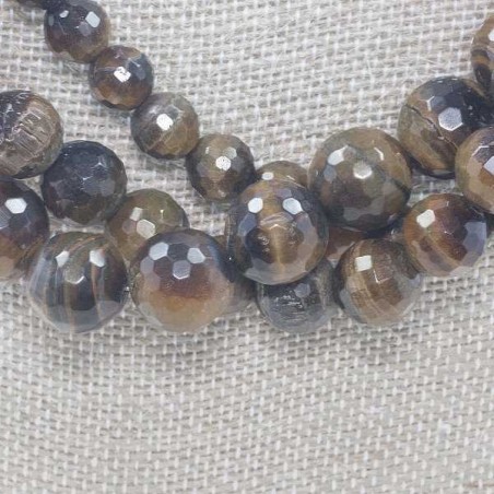 Collar ojo de tigre facetado Plata de Ley 925