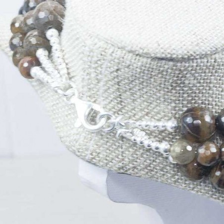 Collar ojo de tigre facetado Plata de Ley 925