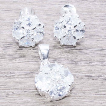 Conjunto circonia trébol de cuatro hojas