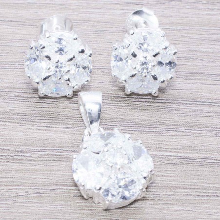 Conjunto circonia trébol de cuatro hojas