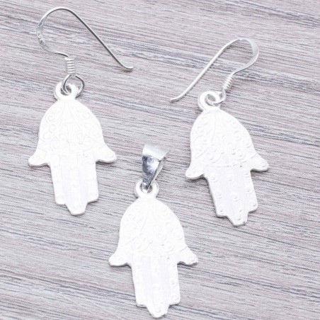 Conjunto mano de fátima en Plata de Ley 925