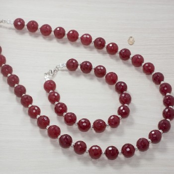 Conjunto rubi facetado Plata de Ley 925