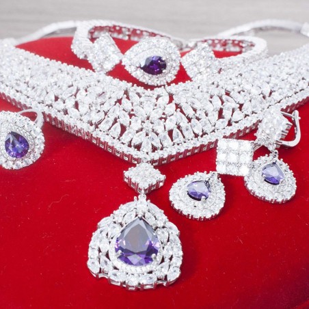 Conjunto diseño princesa rodio Plata de Ley 925