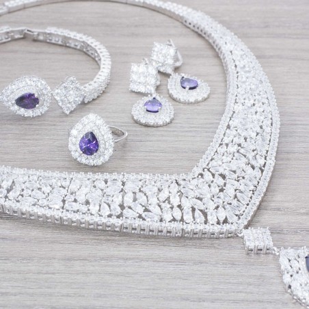 Conjunto diseño princesa rodio Plata de Ley 925
