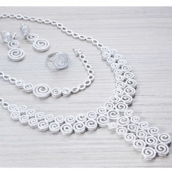Conjunto diseño princesa microsseting rodio Plata de Ley 925