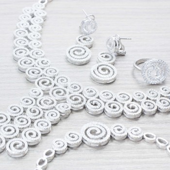 Conjunto diseño princesa microsseting rodio Plata de Ley 925 2