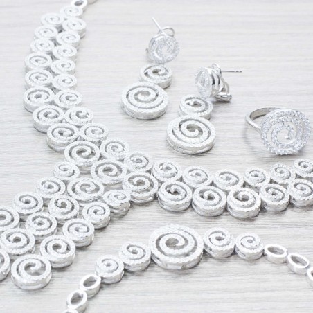 Conjunto diseño princesa microsseting rodio Plata de Ley 925