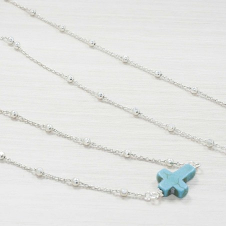 Conjunto cruz turquesa Plata de Ley 925