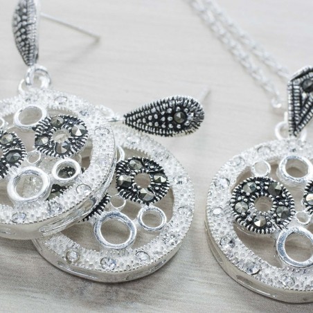 Conjunto circulos marquesita Plata de Ley 925