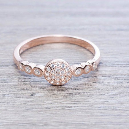 Anillo con circonia redondo Plata de Ley 925