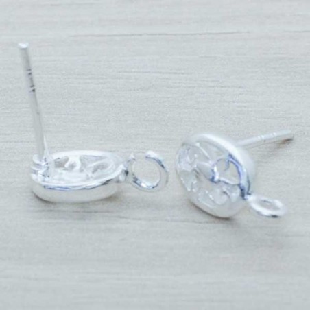 Base pendientes oval calado con mariposa Plata de Ley 925