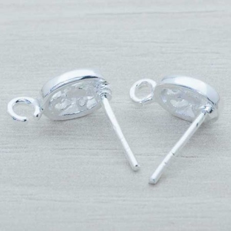 Base pendientes oval calado con mariposa Plata de Ley 925