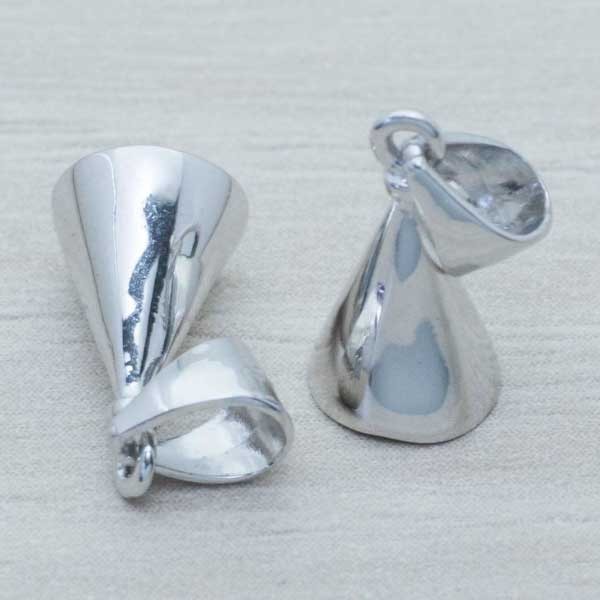 Terminal cordón con arandela cono rodio Plata de Ley 925