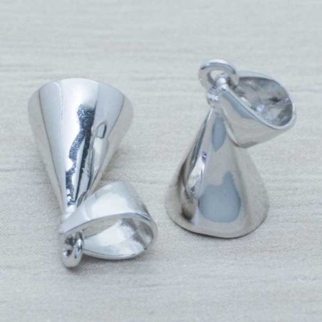 Terminal cordón con arandela cono rodio Plata de Ley 925