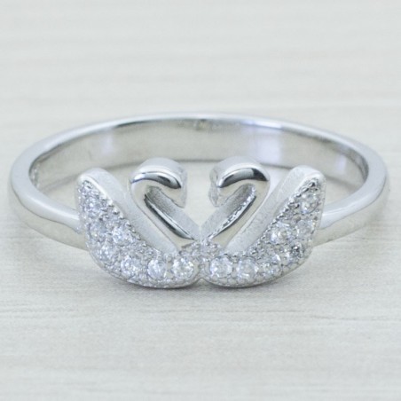 Anillo doble cisne Plata de Ley 925