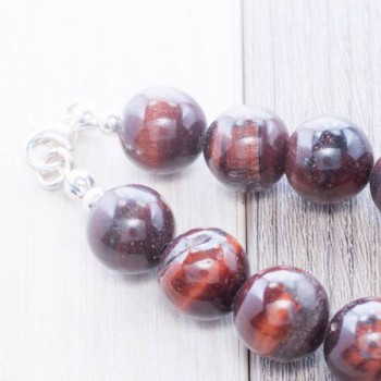 Collar ojo de tigre rojo Plata de Ley 925 2