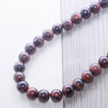 Collar ojo de tigre rojo Plata de Ley 925