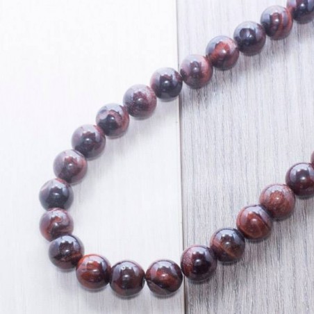 Collar ojo de tigre rojo Plata de Ley 925