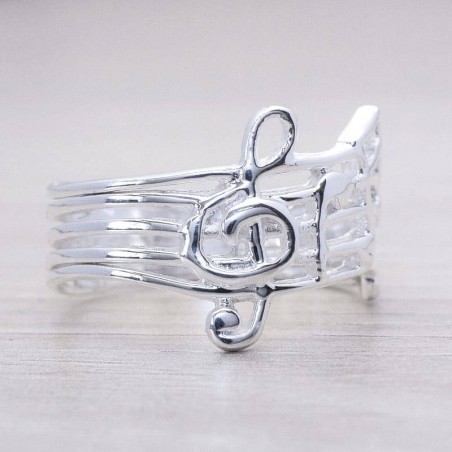 Anillo pentagrama musical Plata de Ley 925