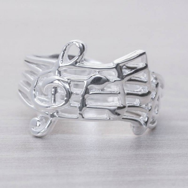 Anillo pentagrama musical Plata de Ley 925
