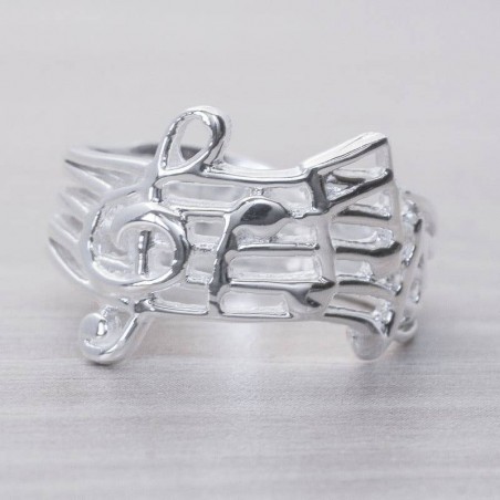 Anillo pentagrama musical Plata de Ley 925
