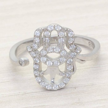 Anillo con circonita mano calada Plata de Ley 925