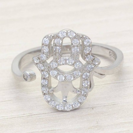 Anillo con circonita mano calada Plata de Ley 925
