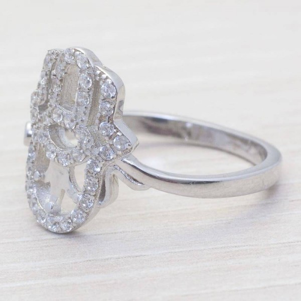 Anillo con circonita mano calada Plata de Ley 925
